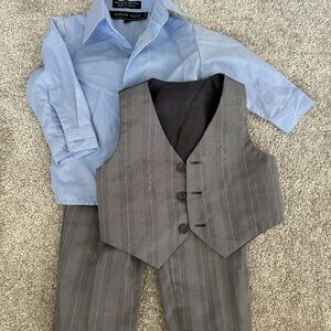 Andrew Fezza Blue Shirt with Gray Pinstripe Vest Set